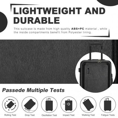 KSK2493 - Kono Durable 24 Inch ABS+PC Hardshell Suitcase with TSA Lock Lightweight Travel Luggage with 360° Spinner Wheels - Black