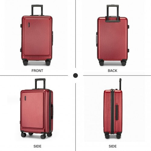 KSK2493 - Kono Durable ABS+PC Hardshell Luggage Set with TSA Lock 360° Spinner Wheels 4-Piece Set 20/24/28 And Vanity Case - Burgundy