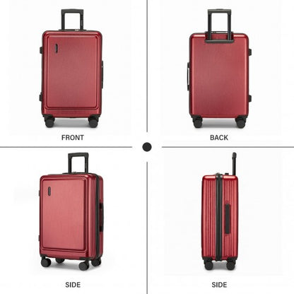 KSK2493 - Kono Durable ABS+PC Hardshell Luggage Set with TSA Lock 360° Spinner Wheels 4-Piece Set 20/24/28 And Vanity Case - Burgundy