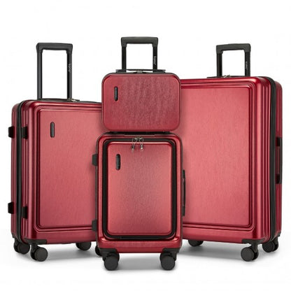KSK2493 - Kono Durable ABS+PC Hardshell Luggage Set with TSA Lock 360° Spinner Wheels 4-Piece Set 20/24/28 And Vanity Case - Burgundy