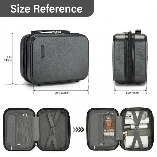 KSK2493 - Kono 12 inch Hard Shell Cosmetic Case – Durable Travel Makeup Organizer with YKK Zipper - Grey