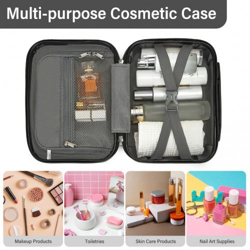 KSK2493 - Kono 12 inch Hard Shell Cosmetic Case – Durable Travel Makeup Organizer with YKK Zipper - Grey