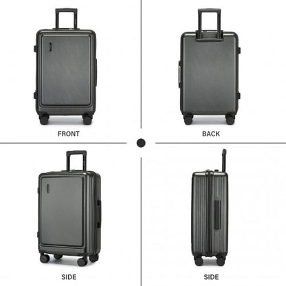KSK2493 - Kono Durable ABS+PC 20 inch Carry-On Hardshell Suitcase with TSA Lock & Front Laptop Compartment - Grey