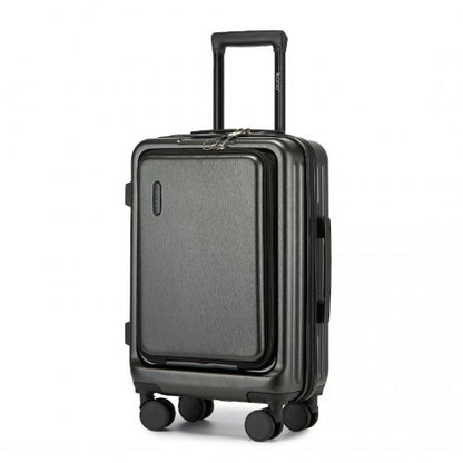 KSK2493 - Kono Durable ABS+PC 20 inch Carry-On Hardshell Suitcase with TSA Lock & Front Laptop Compartment - Grey