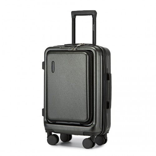 KSK2493 - Kono Durable ABS+PC 20 inch Carry-On Hardshell Suitcase with TSA Lock & Front Laptop Compartment - Grey