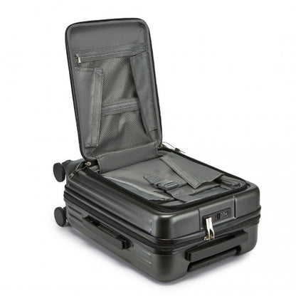 KSK2493 - Kono Durable ABS+PC 20 inch Carry-On Hardshell Suitcase with TSA Lock & Front Laptop Compartment - Grey