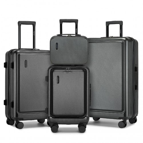 KSK2493 - Kono Durable ABS+PC Hardshell Luggage Set with TSA Lock 360° Spinner Wheels 4-Piece Set 20/24/28 And Vanity Case - Grey