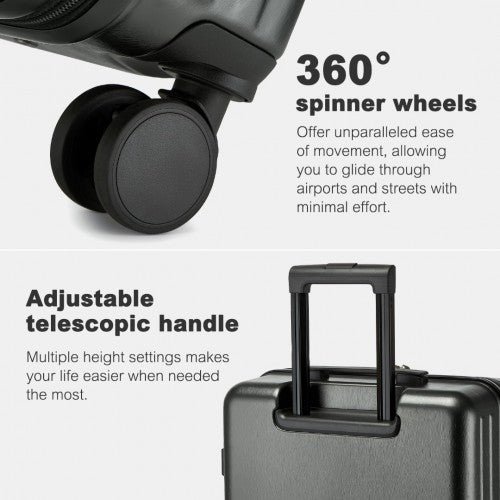 KSK2493 - Kono Durable ABS+PC Hardshell Luggage Set with TSA Lock 360° Spinner Wheels 4-Piece Set 20/24/28 And Vanity Case - Grey