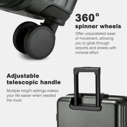 KSK2493 - Kono Durable ABS+PC Hardshell Luggage Set with TSA Lock 360° Spinner Wheels 4-Piece Set 20/24/28 And Vanity Case - Grey