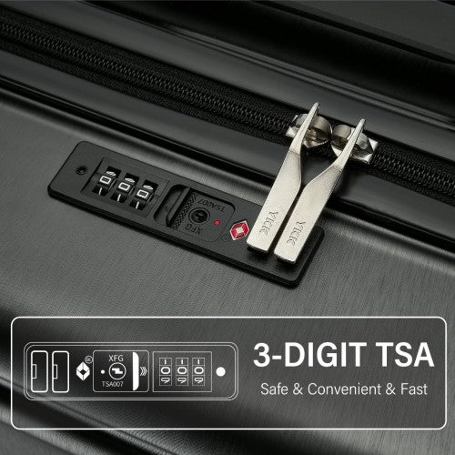KSK2493 - Kono Durable ABS+PC Hardshell Luggage Set with TSA Lock 360° Spinner Wheels 4-Piece Set 20/24/28 And Vanity Case - Grey