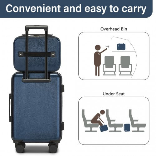KSK2493 - Kono 12 inch Hard Shell Cosmetic Case – Durable Travel Makeup Organizer with YKK Zipper - Navy