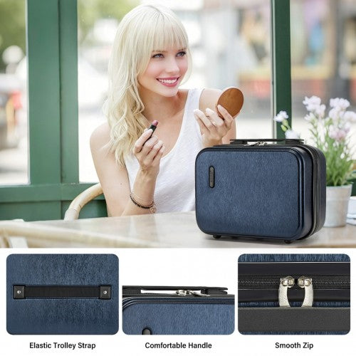 KSK2493 - Kono Durable ABS+PC Hardshell Luggage Set with TSA Lock 360° Spinner Wheels 4-Piece Set 20/24/28 And Vanity Case - Navy