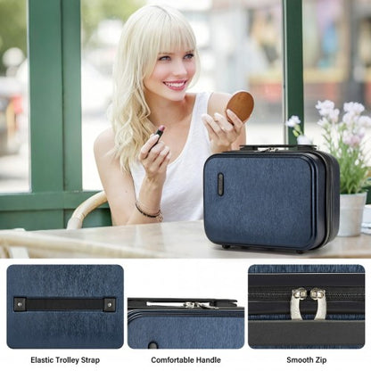 KSK2493 - Kono Durable ABS+PC Hardshell Luggage Set with TSA Lock 360° Spinner Wheels 4-Piece Set 20/24/28 And Vanity Case - Navy