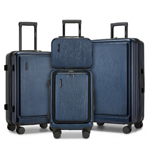KSK2493 - Kono Durable ABS+PC Hardshell Luggage Set with TSA Lock 360° Spinner Wheels 4-Piece Set 20/24/28 And Vanity Case - Navy