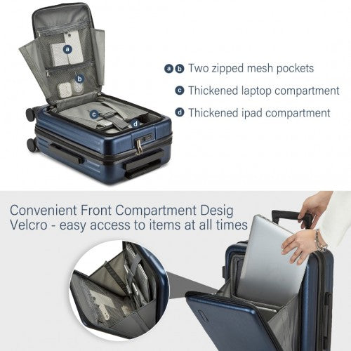 KSK2493 - Kono Durable ABS+PC Hardshell Luggage Set with TSA Lock 360° Spinner Wheels 4-Piece Set 20/24/28 And Vanity Case - Navy