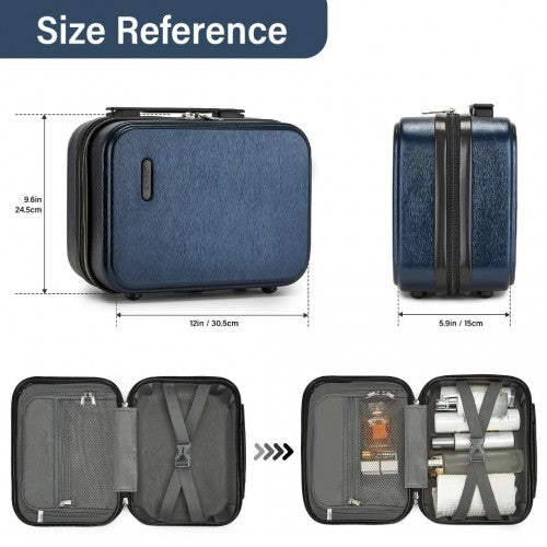 KSK2493 - Kono Durable ABS+PC Hardshell Luggage Set with TSA Lock 360° Spinner Wheels 4-Piece Set 20/24/28 And Vanity Case - Navy