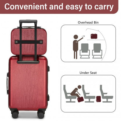 KSK2493 - Kono 12 inch Hard Shell Cosmetic Case – Durable Travel Makeup Organizer with YKK Zipper - Burgundy