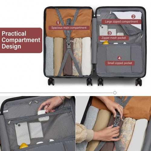 KSK2493 - Kono Durable 24 Inch ABS+PC Hardshell Suitcase with TSA Lock Lightweight Travel Luggage with 360° Spinner Wheels - Burgundy