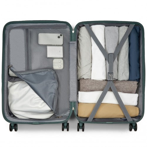 KSK2494 - Kono 3-Piece Minimalist Hard Shell ABS+PC Luggage Set with TSA Lock and 360° Spinner Wheels - Military Green