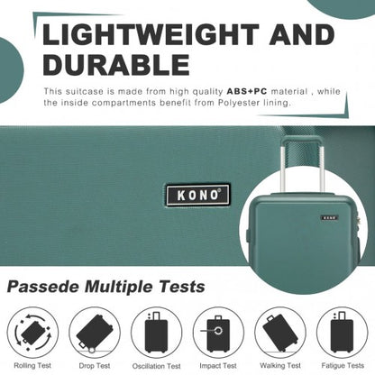 KSK2494 - Kono 3-Piece Minimalist Hard Shell ABS+PC Luggage Set with TSA Lock and 360° Spinner Wheels - Military Green