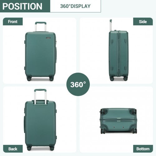 KSK2494 - Kono 3-Piece Minimalist Hard Shell ABS+PC Luggage Set with TSA Lock and 360° Spinner Wheels - Military Green