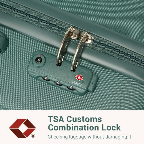 KSK2494 - Kono 3-Piece Minimalist Hard Shell ABS+PC Luggage Set with TSA Lock and 360° Spinner Wheels - Military Green