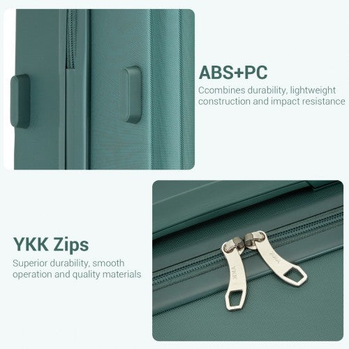 KSK2494 - Kono 3-Piece Minimalist Hard Shell ABS+PC Luggage Set with TSA Lock and 360° Spinner Wheels - Military Green