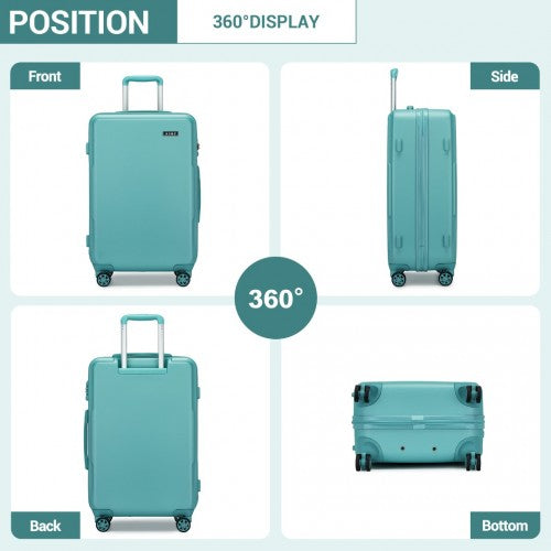 KSK2494 - Kono 24 Inch Minimalist Hard Shell ABS+PC Check-In Suitcase with TSA Lock 360° Spinner Wheels - Blue