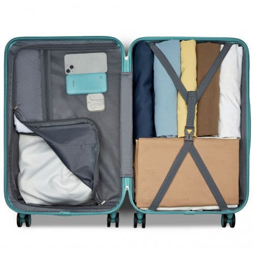 KSK2494 - Kono 3-Piece Minimalist Hard Shell ABS+PC Luggage Set with TSA Lock and 360° Spinner Wheels - Blue
