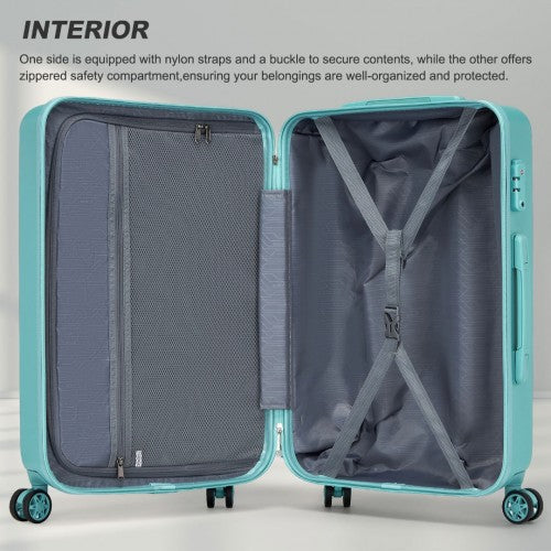 KSK2494 - Kono 3-Piece Minimalist Hard Shell ABS+PC Luggage Set with TSA Lock and 360° Spinner Wheels - Blue