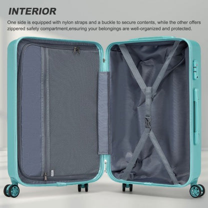 KSK2494 - Kono 3-Piece Minimalist Hard Shell ABS+PC Luggage Set with TSA Lock and 360° Spinner Wheels - Blue