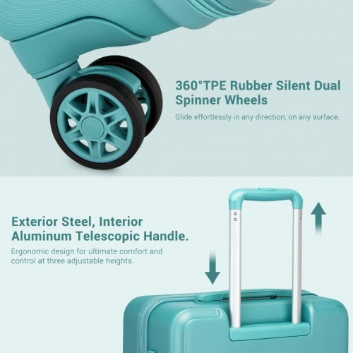 KSK2494 - Kono 3-Piece Minimalist Hard Shell ABS+PC Luggage Set with TSA Lock and 360° Spinner Wheels - Blue