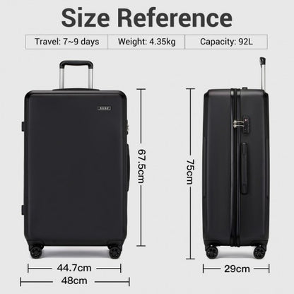 KSK2494 - Kono 28 Inch Minimalist Hard Shell ABS+PC Check-In Suitcase with TSA Lock 360° Spinner Wheels - Black