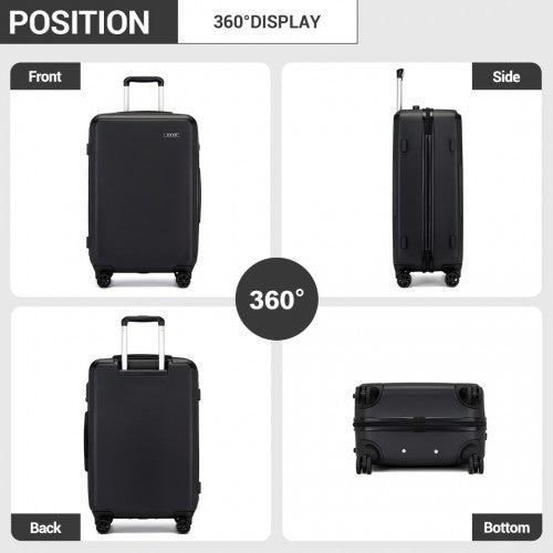 KSK2494 - Kono 24 Inch Minimalist Hard Shell ABS+PC Check-In Suitcase with TSA Lock 360° Spinner Wheels - Black