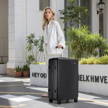 KSK2494 - Kono 3-Piece Minimalist Hard Shell ABS+PC Luggage Set with TSA Lock and 360° Spinner Wheels - Black