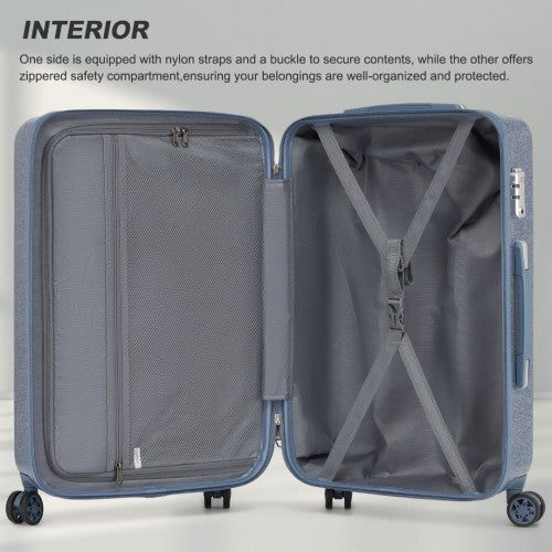 KSK2494 - Kono 24 Inch Minimalist Hard Shell ABS+PC Check-In Suitcase with TSA Lock 360° Spinner Wheels - Denim Blue