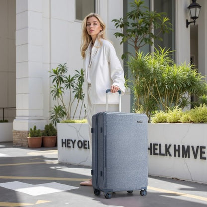 KSK2494 - Kono 3-Piece Minimalist Hard Shell ABS+PC Luggage Set with TSA Lock and 360° Spinner Wheels - Denim Blue