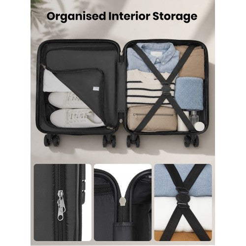 KSK2581 - Kono 16 Inch ABS+PC Compact Cabin Suitcase – Lightweight Hard Shell Carry-On with Spinner Wheels