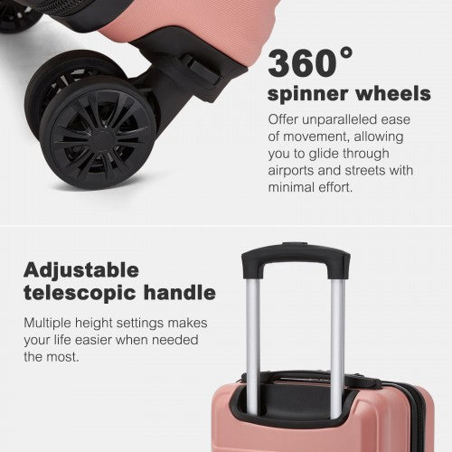 KSK2581 - Kono 15″ Lightweight ABS+PC Hard Shell Cabin Suitcase with Removable Spinner Wheels 45×30×20 cm - Nude