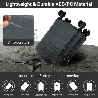 Impact test demonstration of durable anti-scratch grey ABS+PC hard-shell suitcase