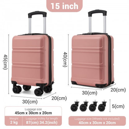 KSK2581 - Kono 15″ Lightweight ABS+PC Hard Shell Cabin Suitcase with Removable Spinner Wheels 45×30×20 cm - Nude