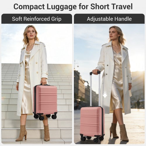 KSK2581 - Kono 15″ Lightweight ABS+PC Hard Shell Cabin Suitcase with Removable Spinner Wheels 45×30×20 cm - Nude
