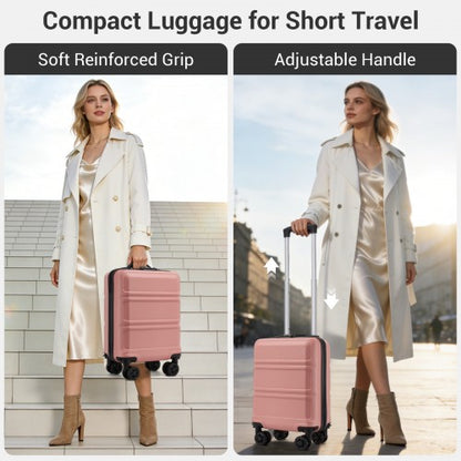 KSK2581 - Kono 15″ Lightweight ABS+PC Hard Shell Cabin Suitcase with Removable Spinner Wheels 45×30×20 cm - Nude