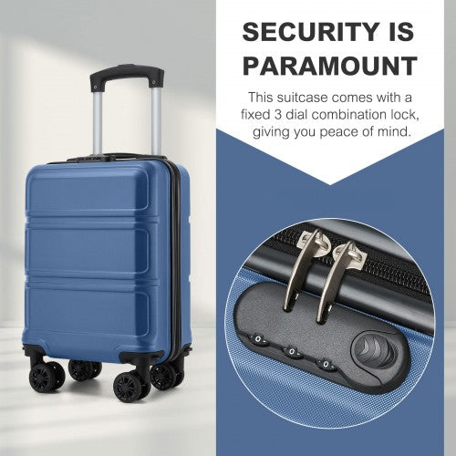 KSK2581 - Kono 15″ Lightweight ABS+PC Hard Shell Cabin Suitcase with Removable Spinner Wheels 45×30×20 cm - Navy