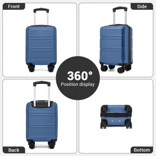 KSK2581 - Kono 15″ Lightweight ABS+PC Hard Shell Cabin Suitcase with Removable Spinner Wheels 45×30×20 cm - Navy