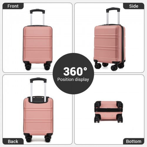 KSK2581 - Kono 15″ Lightweight ABS+PC Hard Shell Cabin Suitcase with Removable Spinner Wheels 45×30×20 cm - Nude