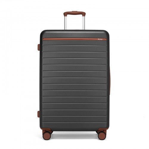 Kono 28" KSK2584 - Scratch-Resistant Hard Shell Suitcase with Horizontal Stripe Design, Brown Accents & Spinner Wheels