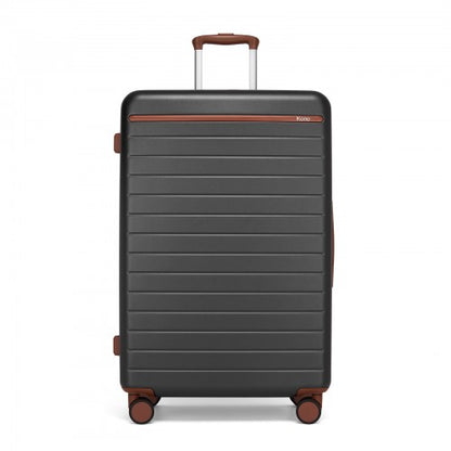 Kono 28" KSK2584 - Scratch-Resistant Hard Shell Suitcase with Horizontal Stripe Design, Brown Accents & Spinner Wheels