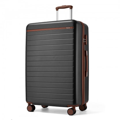 Kono 28" KSK2584 - Scratch-Resistant Hard Shell Suitcase with Horizontal Stripe Design, Brown Accents & Spinner Wheels