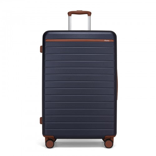 Kono 28" KSK2584 - Scratch-Resistant Hard Shell Suitcase with Horizontal Stripe Design, Brown Accents & Spinner Wheels